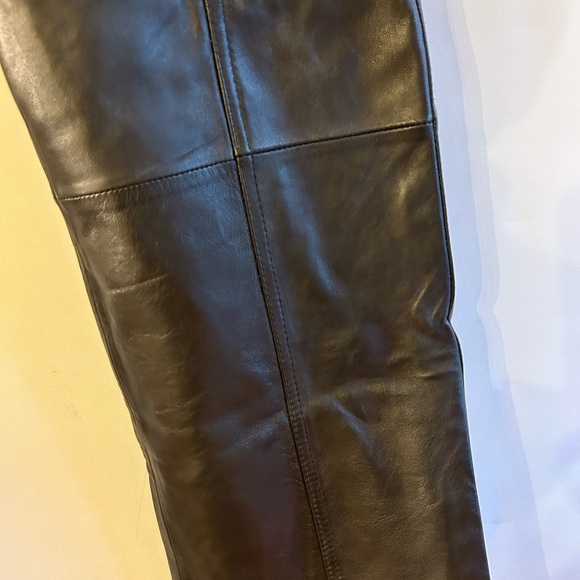 BRADLEY BRADLEY BAYOU BLACK LEATHER WOMAN PANTS WITH SILVER TONE CHAINS 20W - Picture 13 of 13